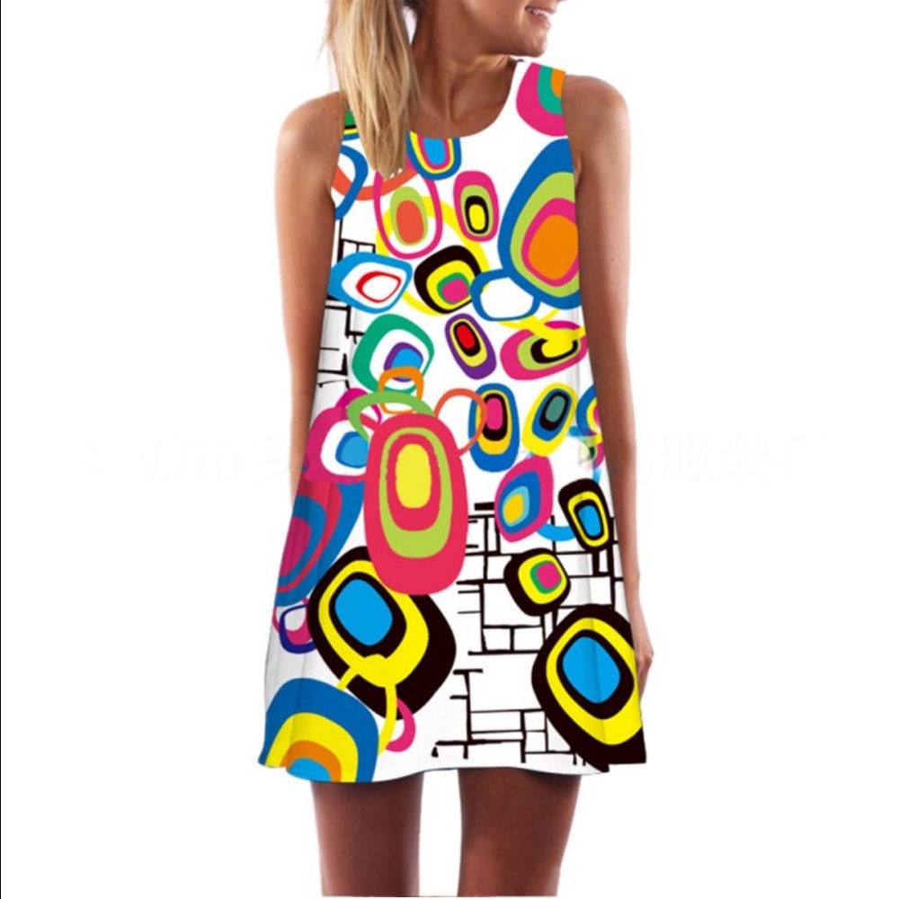 RETRO COLORFUL MINI DRESS/ TUNIC TOP